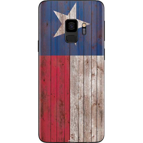 Texas Flag Dark Wood Galaxy S9 Skin